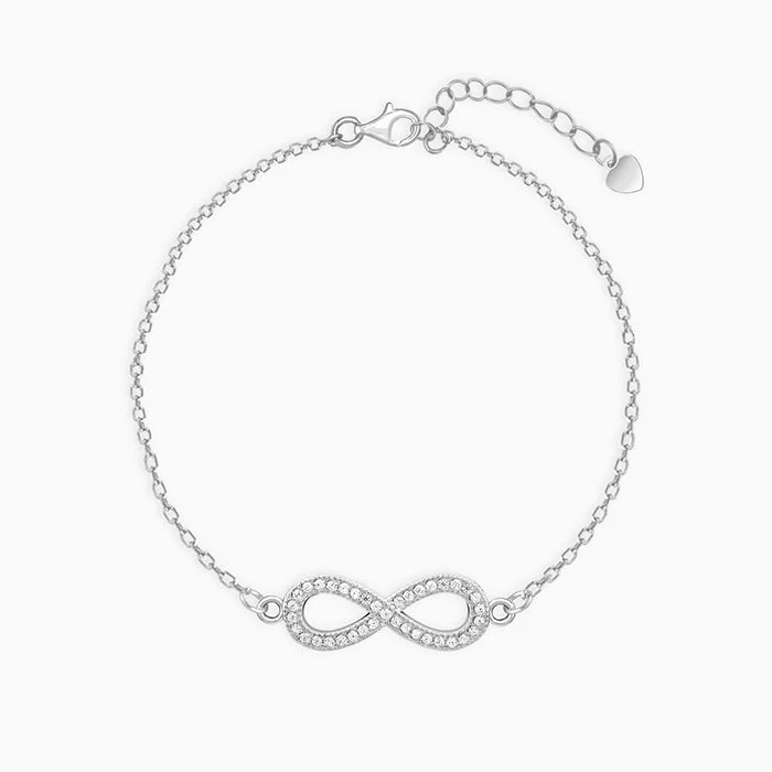 floral eternity emerald bracelet-Silver Infinity Bracelet