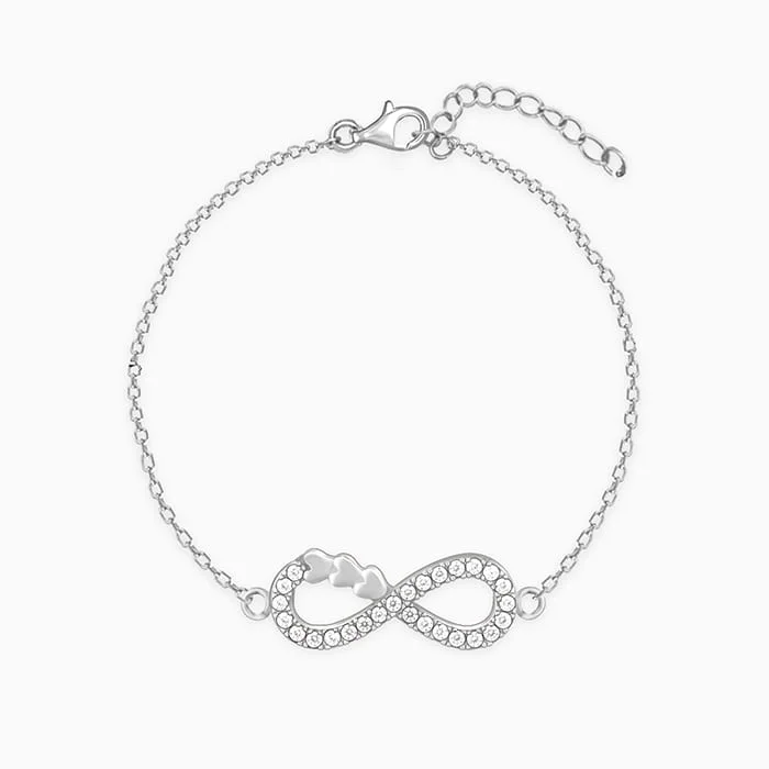 bold topaz summit peak bracelet-Silver Infinity Heart Bracelet