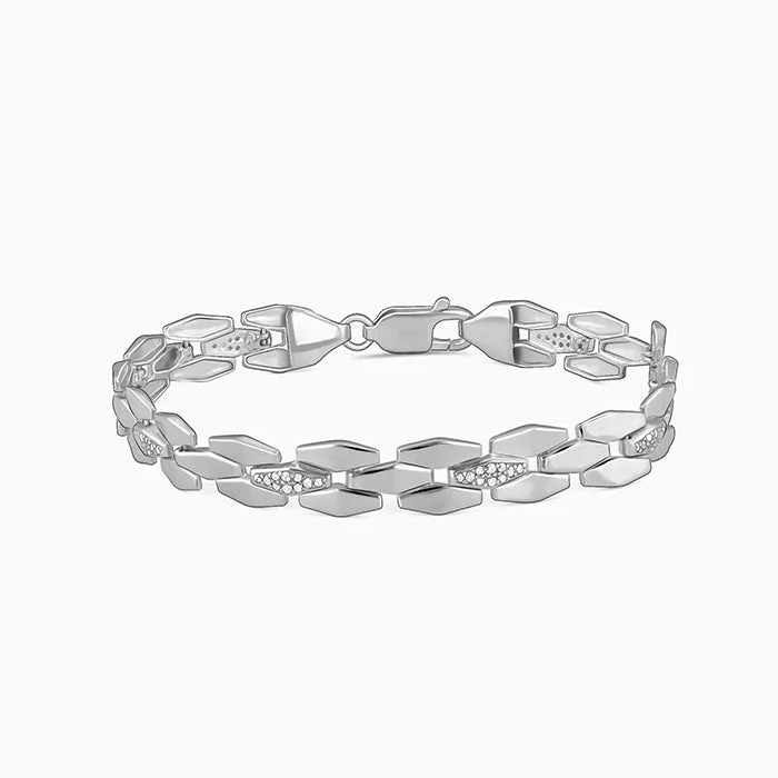 bold sapphire summit peak bracelet-Silver Intellectual Bracelet For Him