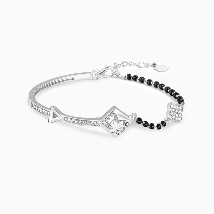 nature-themed willow bracelet-Silver Love My Bae Mangalsutra Bracelet