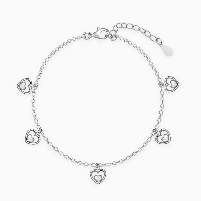 bold topaz summit peak bracelet-Silver Small Heart Charm Bracelet