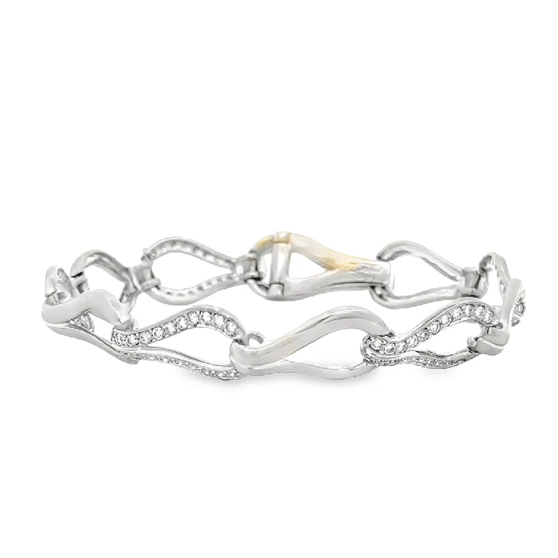 adjustable branch summit bracelet-Tear Drop Shape Diamond Bracelet in White Gold