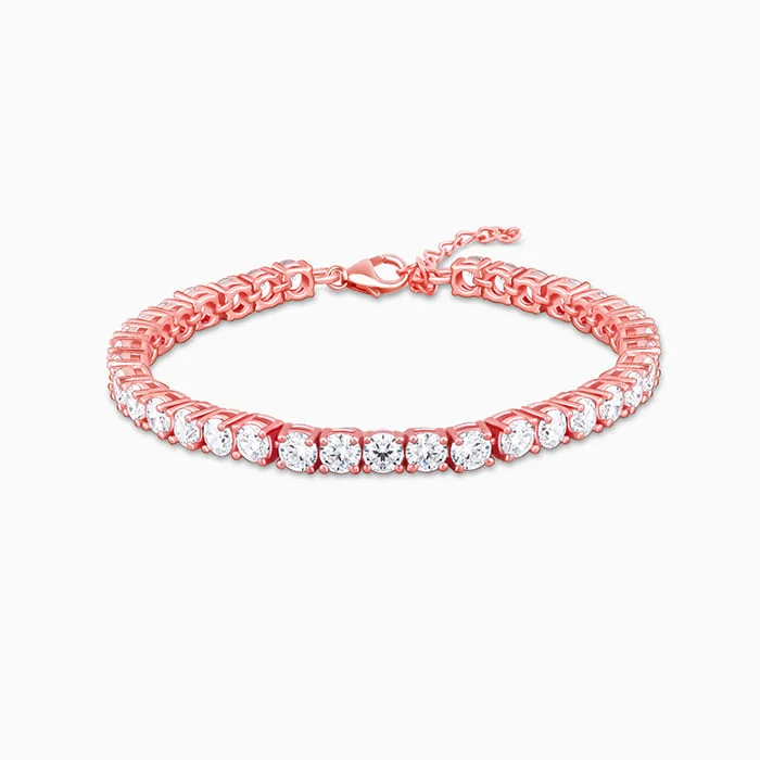 nature-themed ridge peak bracelet-Rose Gold Classic Zircon Studded Bracelet