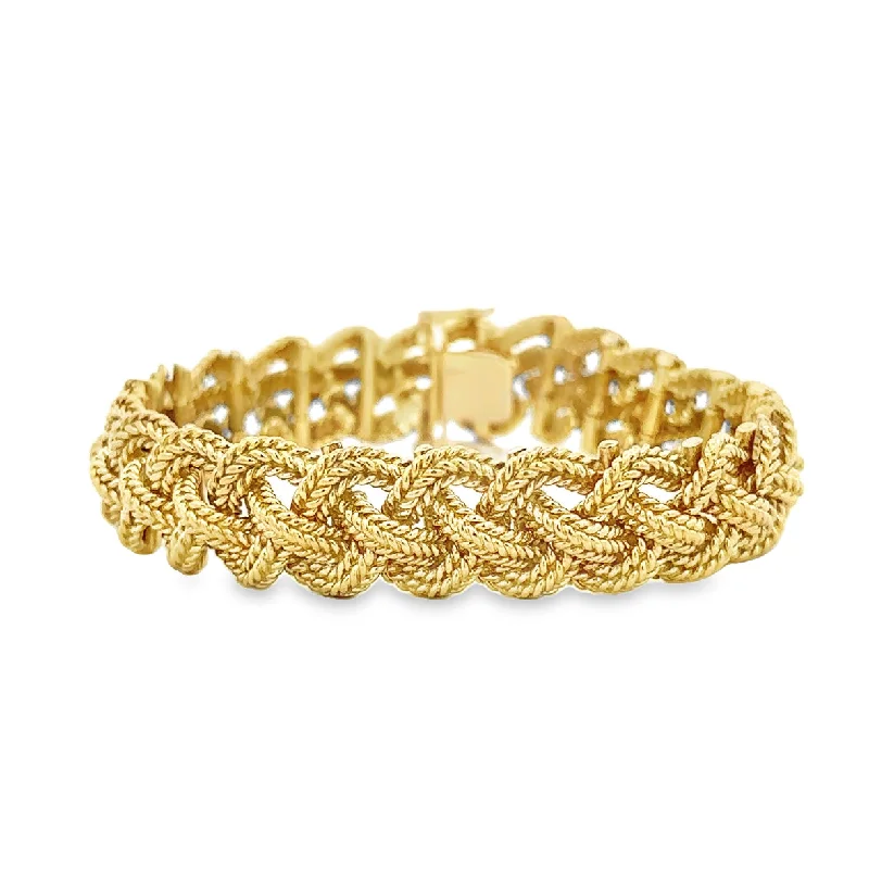 vintage-style amethyst bracelet-Woven Textured Bracelet in 18k Yellow Gold