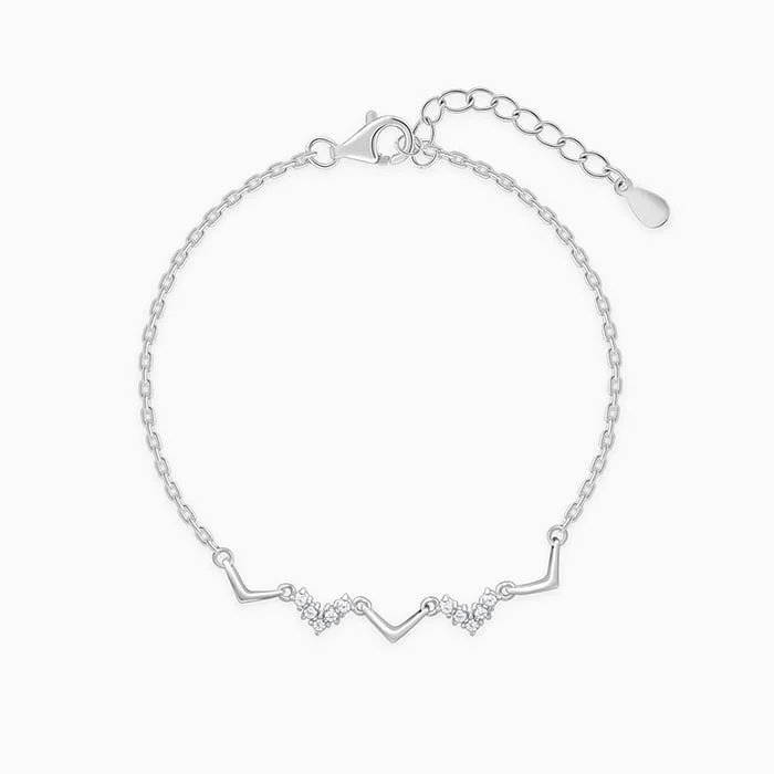 nature-themed crest peak bracelet-Silver Meandering Bracelet