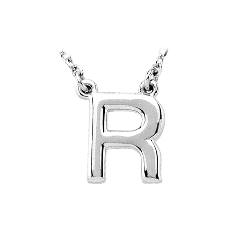 modern tiered topaz necklace-14K White Gold, Kendall Collection, Block Initial R Necklace, 16 Inch