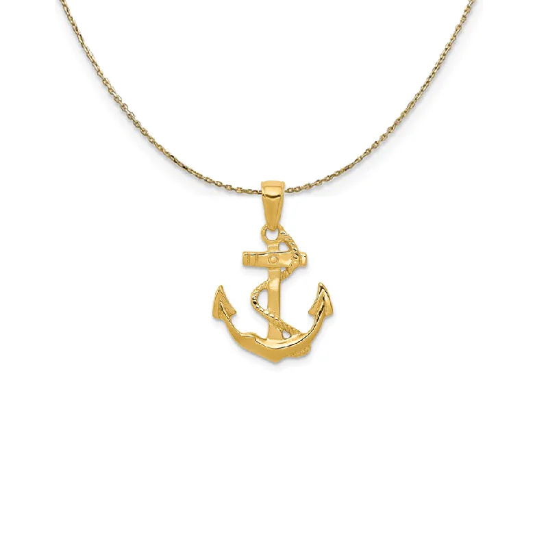 floral-inspired turquoise necklace-14k Yellow Gold 2D Polished Anchor Necklace