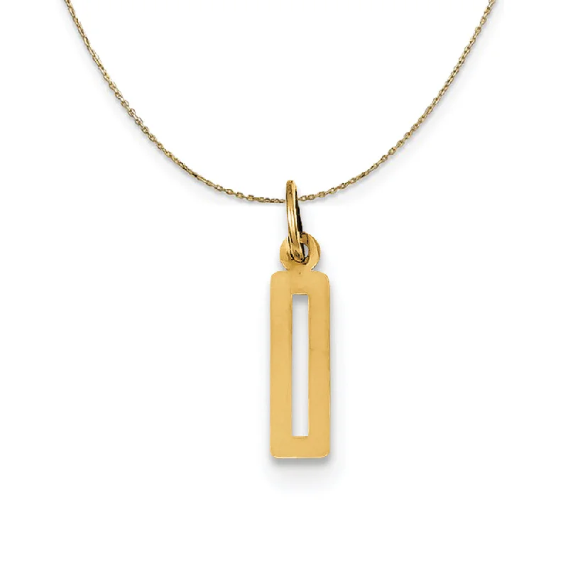 vintage-style turquoise necklace-14k Yellow Gold, Alumni Small Elongated Number 0 Necklace