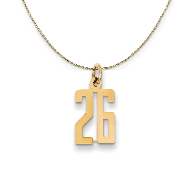 nature-themed ridge peak necklace-14k Yellow Gold, Alumni Small Elongated Number 26 Necklace