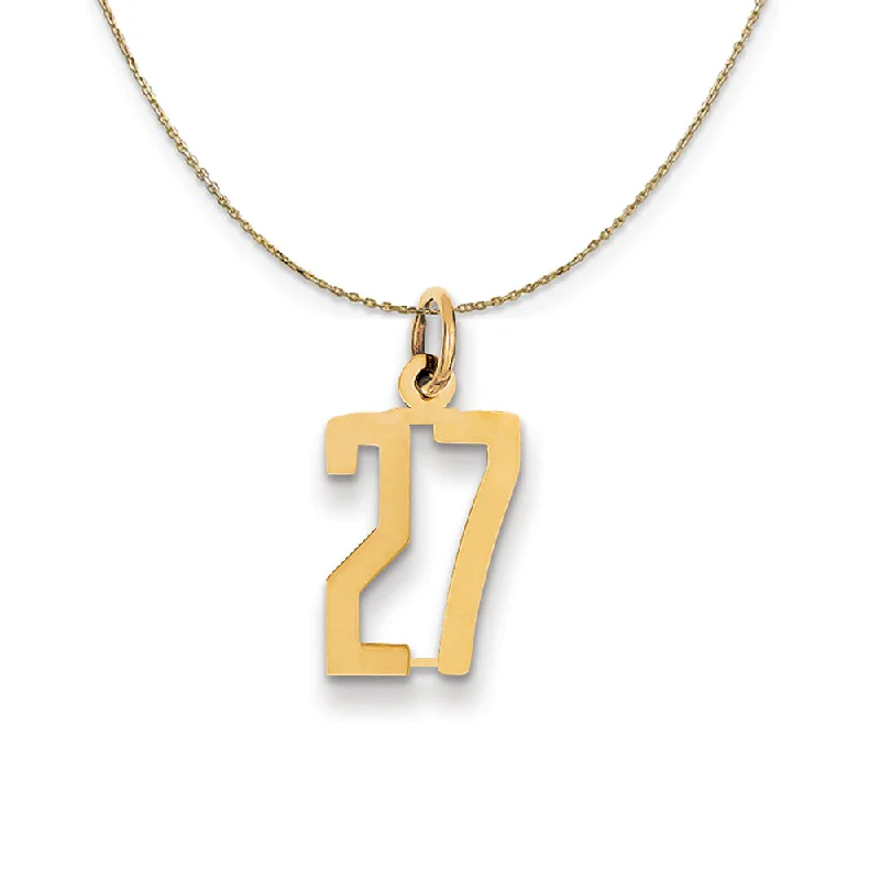 matte bronze tier necklace-14k Yellow Gold, Alumni Small Elongated Number 27 Necklace