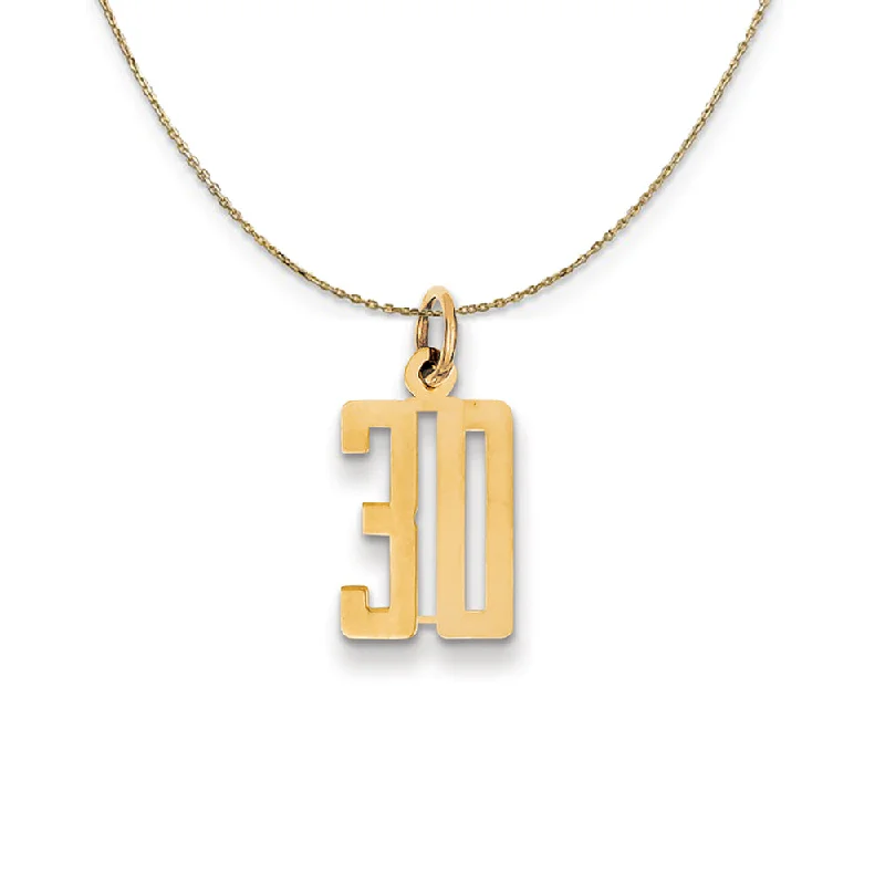 fifteen-stone drop necklace-14k Yellow Gold, Alumni Small Elongated Number 30 Necklace