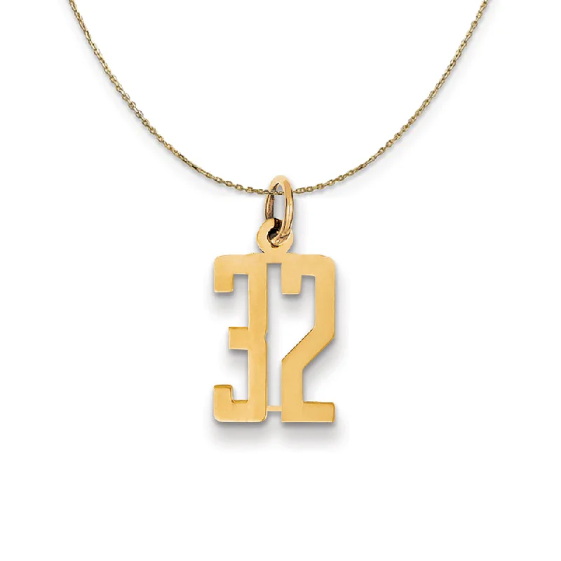 rustic copper chain necklace-14k Yellow Gold, Alumni Small Elongated Number 32 Necklace