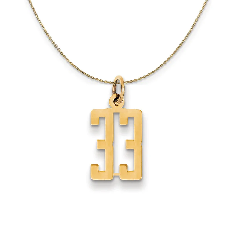 polished silver stellar necklace-14k Yellow Gold, Alumni Small Elongated Number 33 Necklace