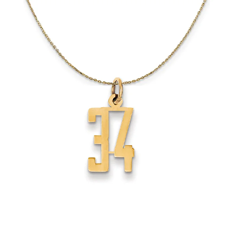 minimalist slope summit necklace-14k Yellow Gold, Alumni Small Elongated Number 34 Necklace