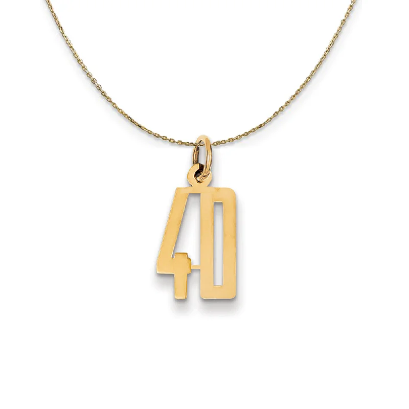 bohemian totem necklace-14k Yellow Gold, Alumni Small Elongated Number 40 Necklace