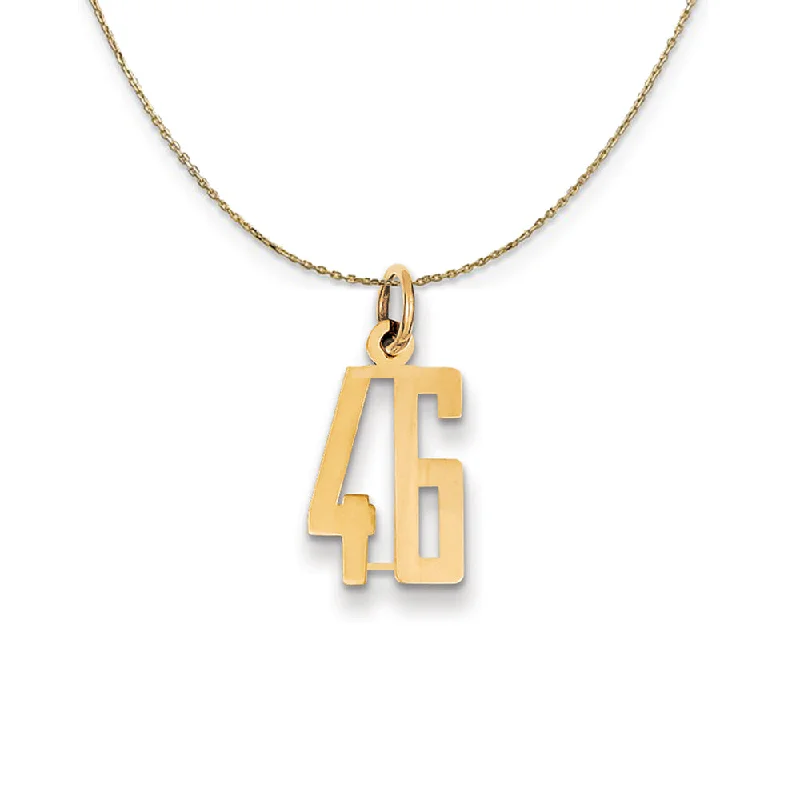 gothic-inspired raven fang necklace-14k Yellow Gold, Alumni Small Elongated Number 46 Necklace