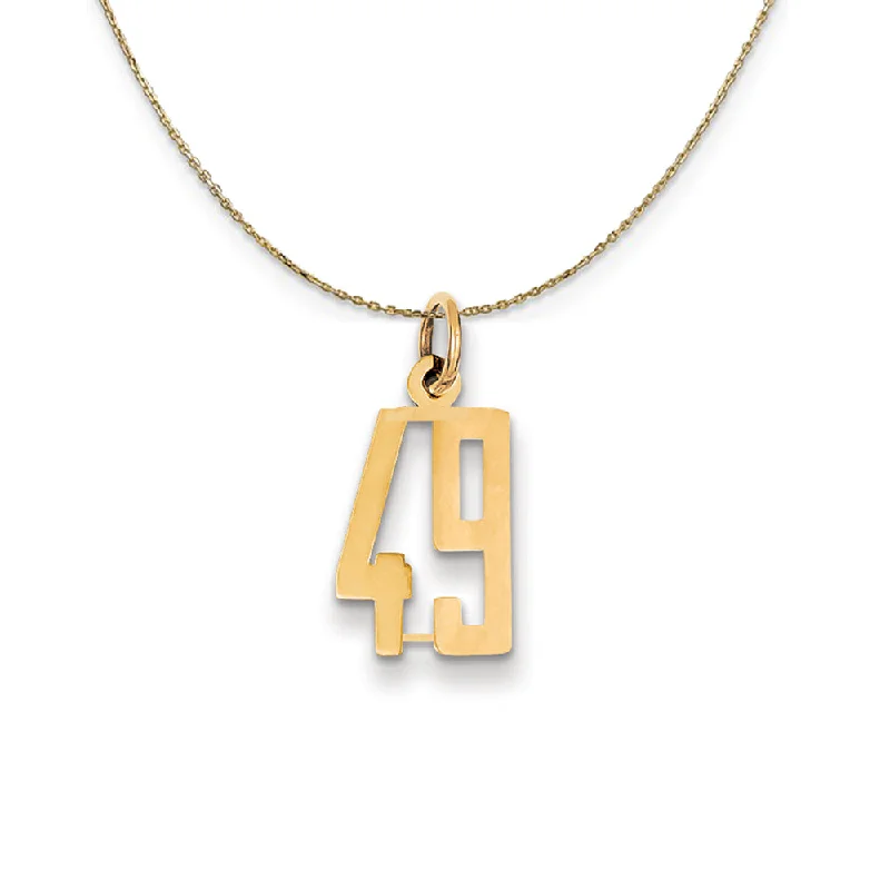 radiant trillion-cut pendant necklace-14k Yellow Gold, Alumni Small Elongated Number 49 Necklace