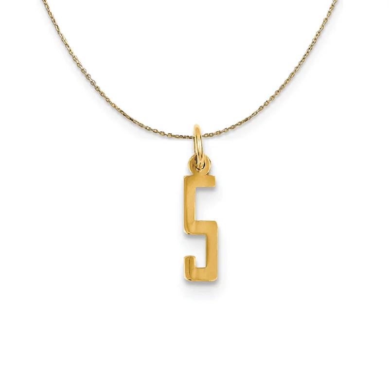 inscribed dynasty chain necklace-14k Yellow Gold, Alumni Small Elongated Number 5 Necklace