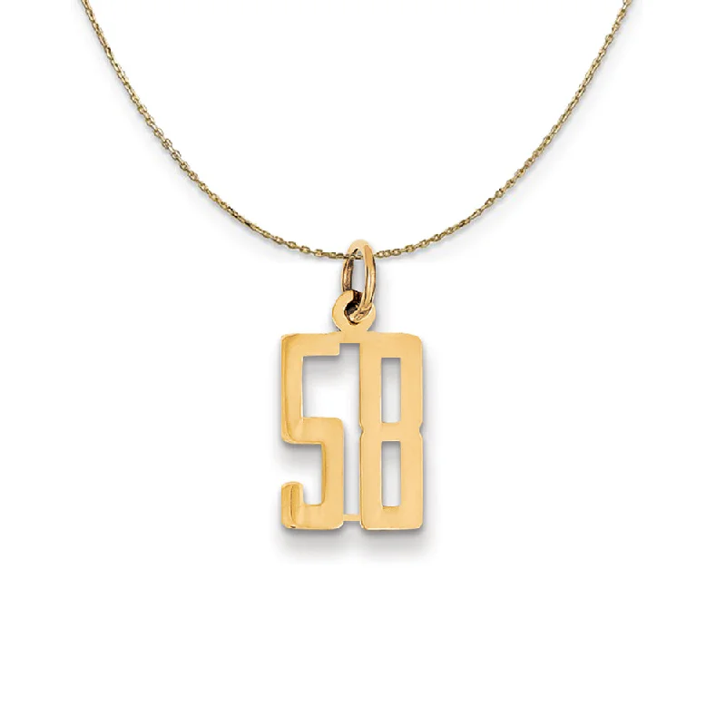 14k Yellow Gold, Alumni Small Elongated Number 58 Necklace