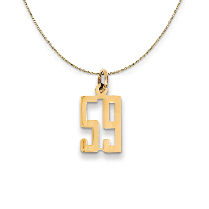 14k Yellow Gold, Alumni Small Elongated Number 59 Necklace