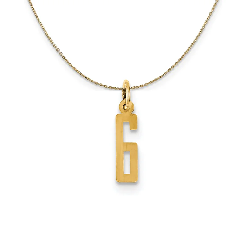 floral-inspired turquoise necklace-14k Yellow Gold, Alumni Small Elongated Number 6 Necklace