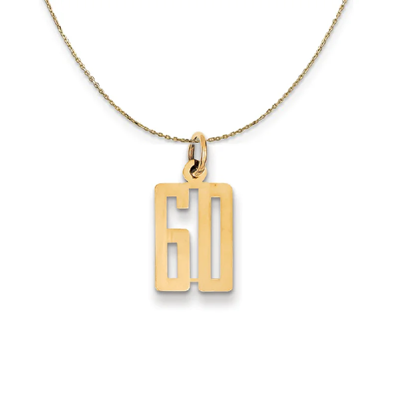 14k Yellow Gold, Alumni Small Elongated Number 60 Necklace