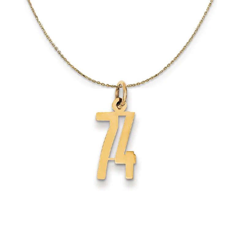 matte bronze tier necklace-14k Yellow Gold, Alumni Small Elongated Number 74 Necklace