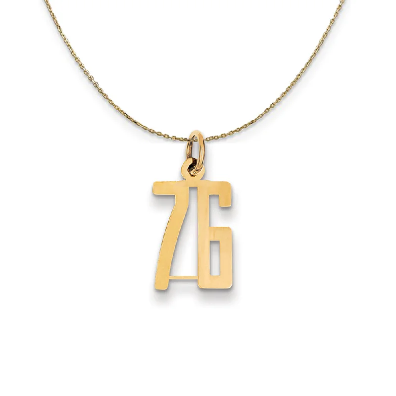 tarnished gold chain necklace-14k Yellow Gold, Alumni Small Elongated Number 76 Necklace