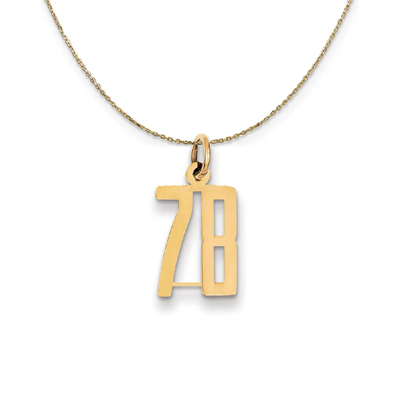 adjustable ridge summit necklace-14k Yellow Gold, Alumni Small Elongated Number 78 Necklace