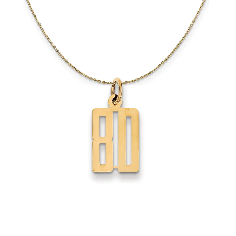 14k Yellow Gold, Alumni Small Elongated Number 80 Necklace