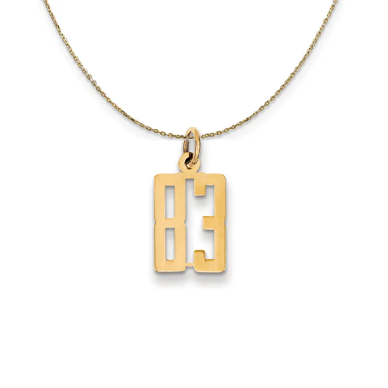 14k Yellow Gold, Alumni Small Elongated Number 83 Necklace