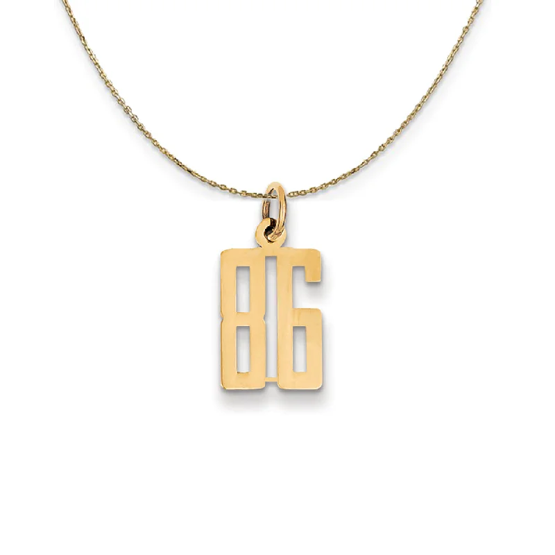 14k Yellow Gold, Alumni Small Elongated Number 86 Necklace