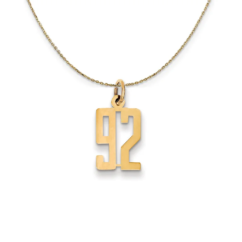 adjustable crest ridge necklace-14k Yellow Gold, Alumni Small Elongated Number 92 Necklace