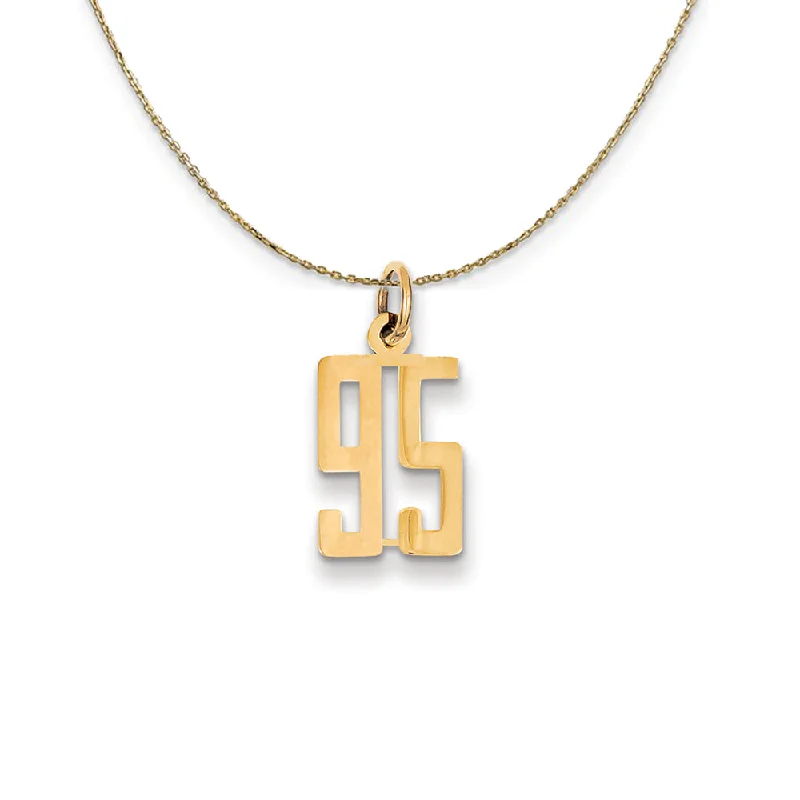 14k Yellow Gold, Alumni Small Elongated Number 95 Necklace