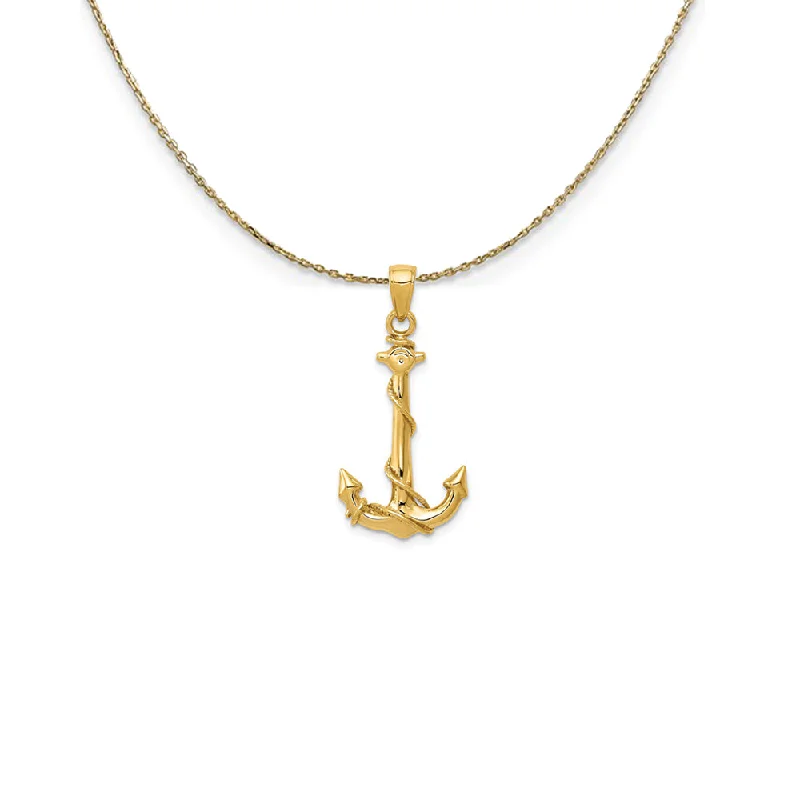 bold opal summit peak necklace-14k Yellow Gold Anchor with Rope Necklace