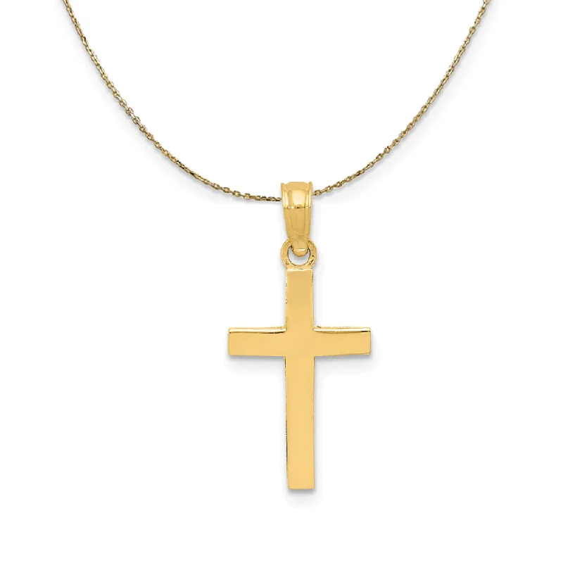 vintage-inspired ruby necklace-14k Yellow Gold, Beveled Latin Cross Necklace