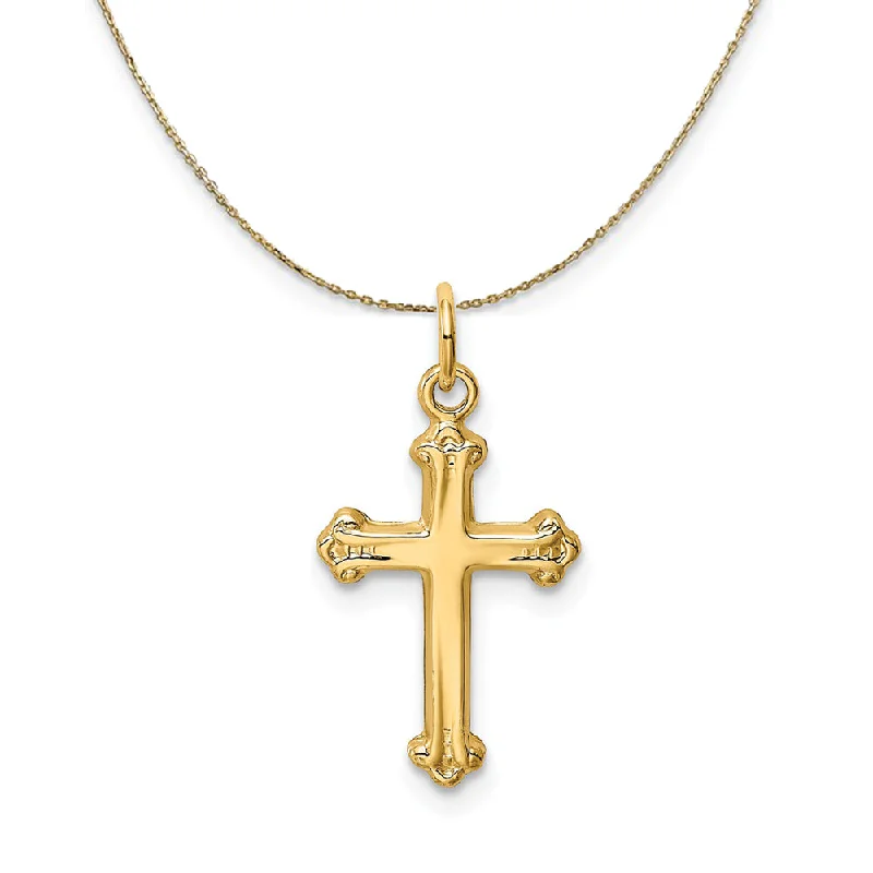 rustic copper chain necklace-14k Yellow Gold Budded Cross Necklace