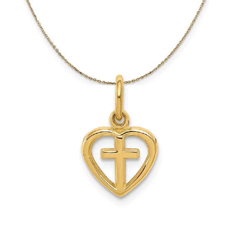 bold ruby summit peak necklace-14k Yellow Gold Cross in Heart Necklace