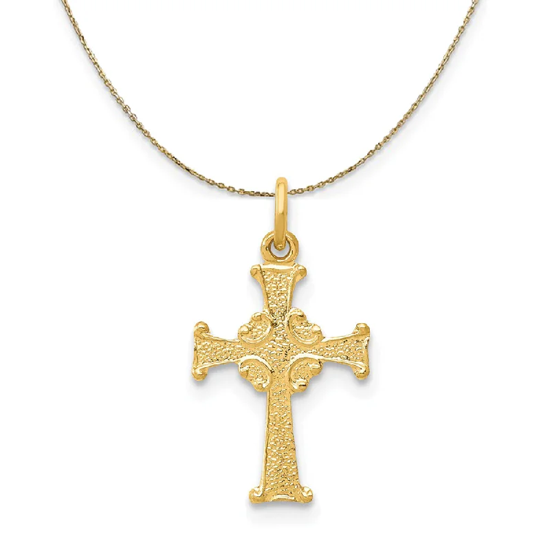 bohemian crest peak necklace-14k Yellow Gold, Dainty, Celtic Cross Necklace