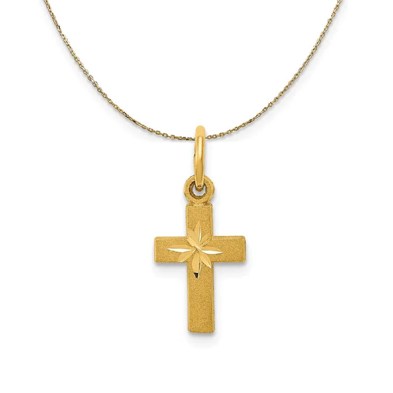 bohemian crest summit necklace-14k Yellow Gold, Dainty, Satin Cross Necklace