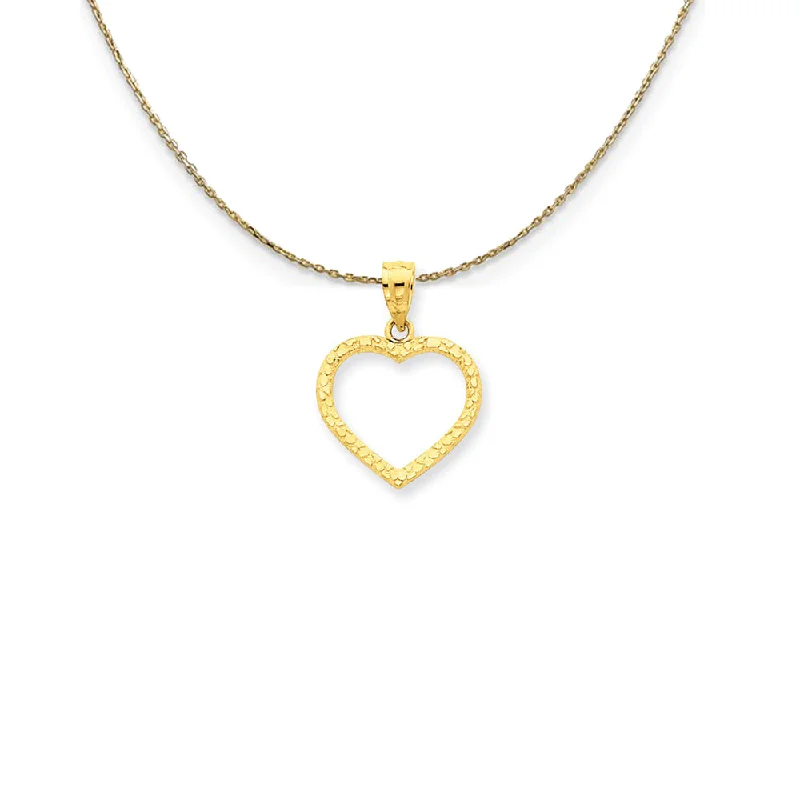 vintage-style opal necklace-14k Yellow Gold Diamond Cut Nugget Heart Necklace