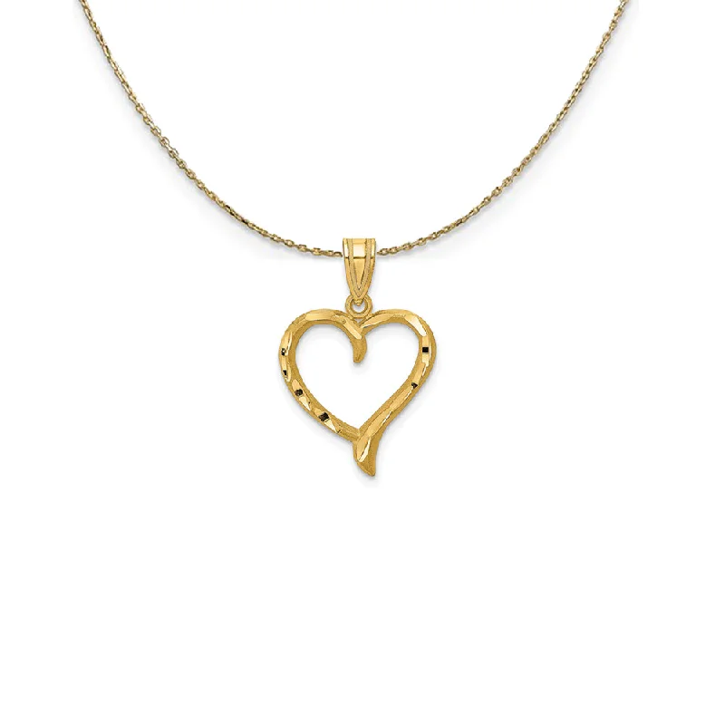 bold ruby summit peak necklace-14k Yellow Gold Diamond Cut Ribbon Heart Necklace