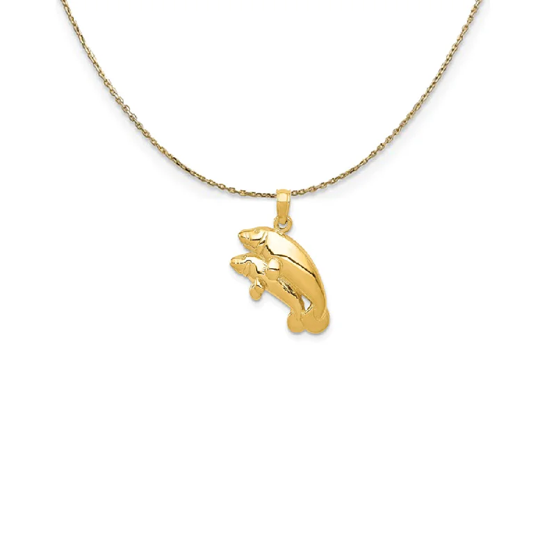 art deco jade necklace-14k Yellow Gold Double Manatee Necklace