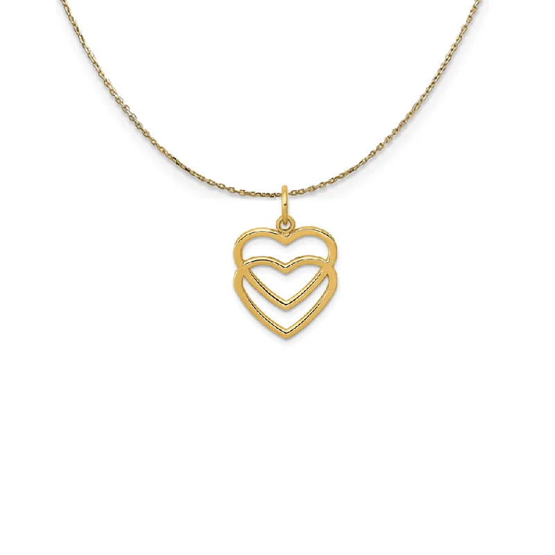 raw jade cluster necklace-14k Yellow Gold Double Open Heart Necklace