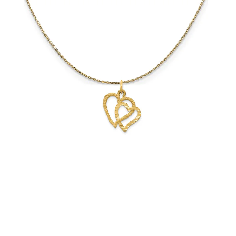 bold sapphire summit peak necklace-14k Yellow Gold Double Textured Heart Necklace