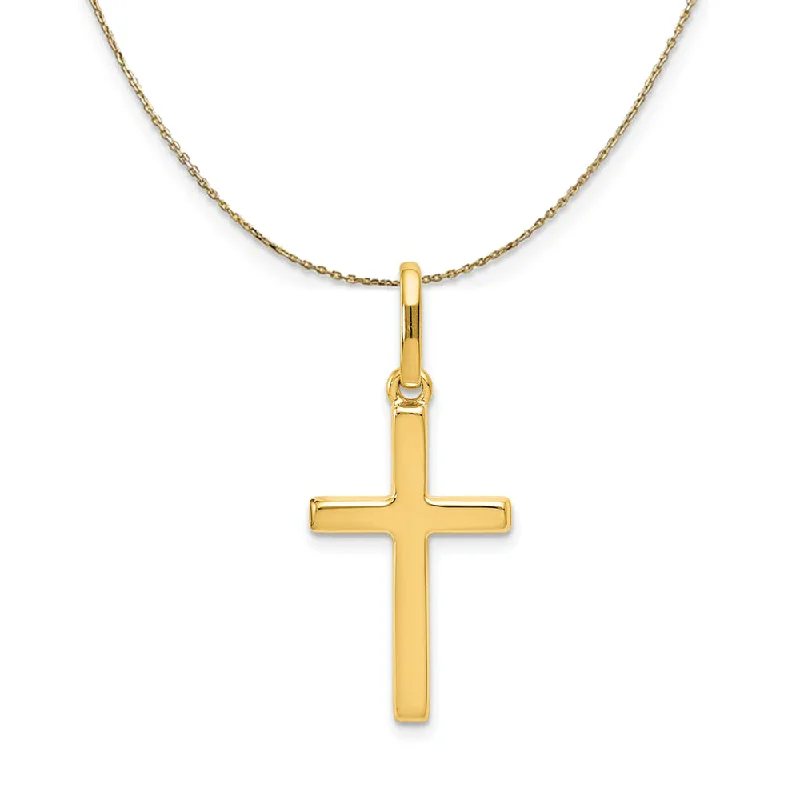 art deco turquoise necklace-14k Yellow Gold, Hollow, Latin Cross Necklace