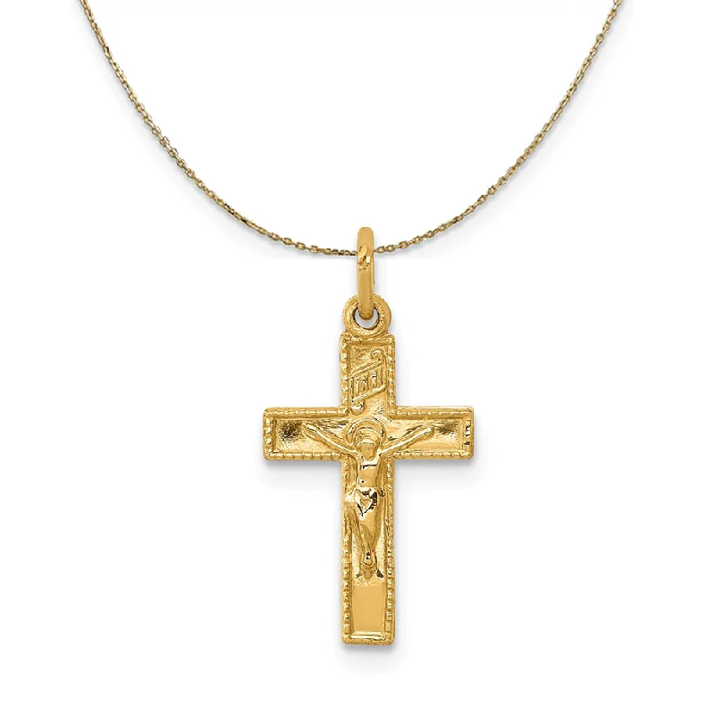 vintage-inspired ruby necklace-14k Yellow Gold, INRI Crucifix Necklace