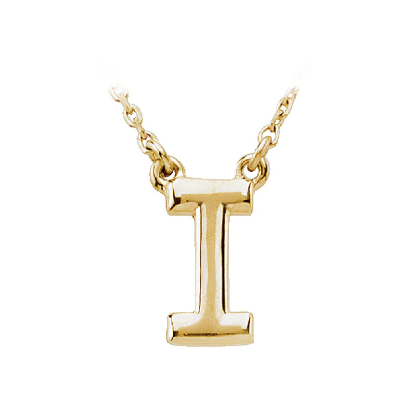 minimalist curve peak necklace-14K Yellow Gold, Kendall Collection, Block Initial I Necklace, 16 Inch