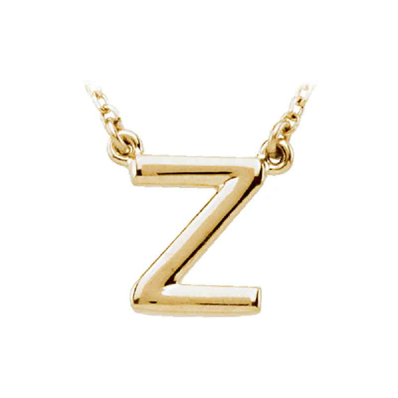 nature-themed crest peak necklace-14K Yellow Gold, Kendall Collection, Block Initial Z Necklace, 16 Inch