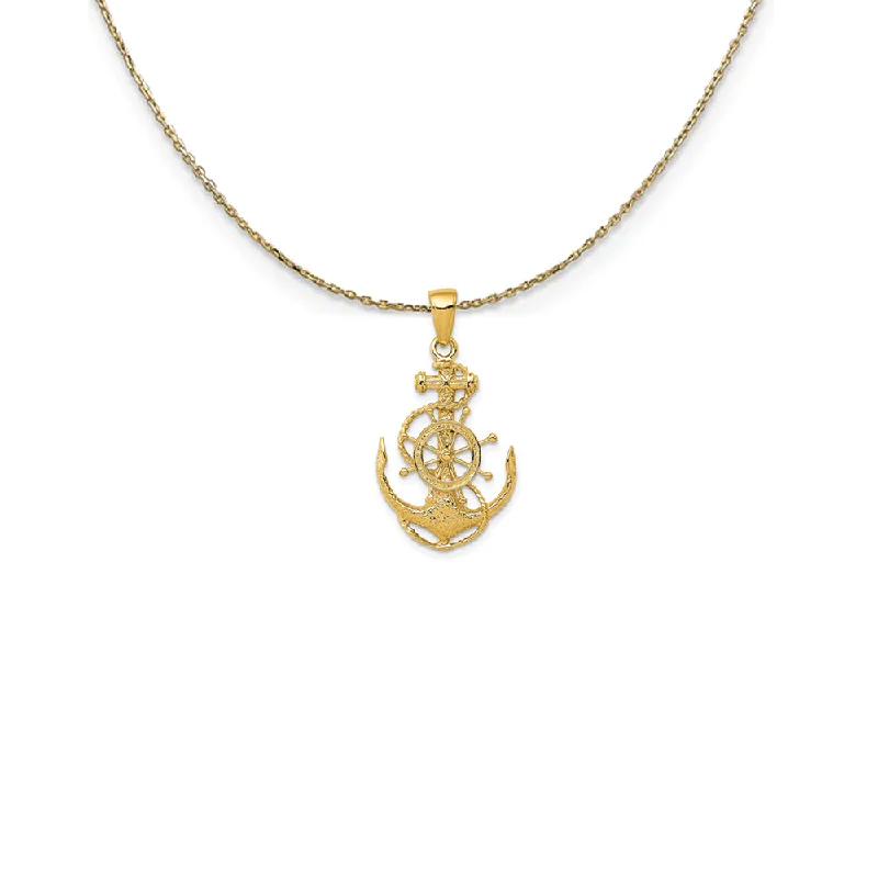 bold ruby summit peak necklace-14k Yellow Gold Medium Anchor, Ship's Wheel and Rope Necklace